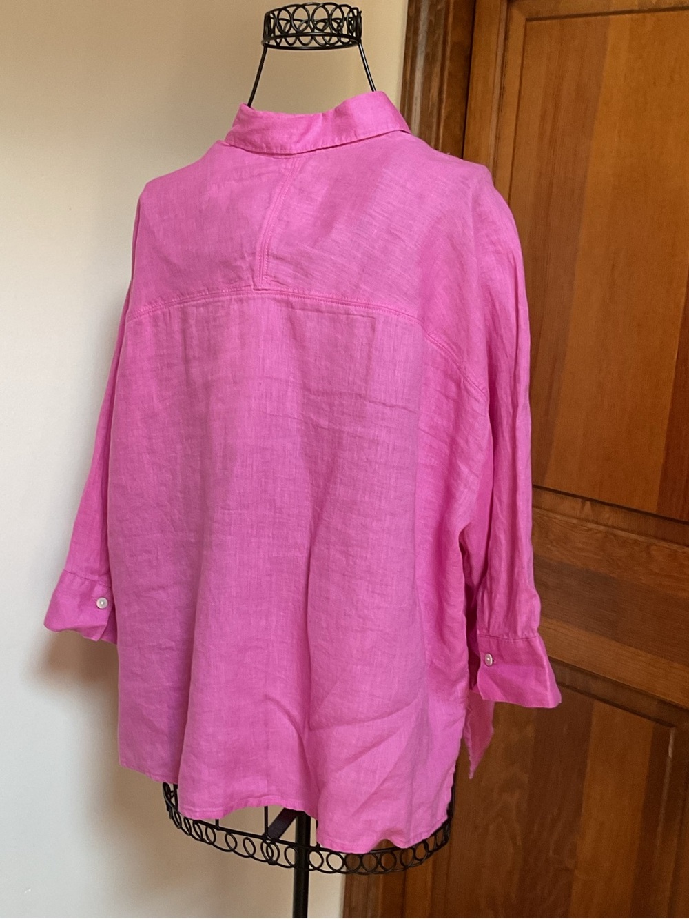 WILT Bright Pink Linen Button-Down Shirt - Picture 3 of 5